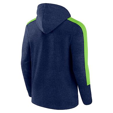 Men's Fanatics Heather College Navy Seattle Seahawks Gains Full-Zip Hoodie