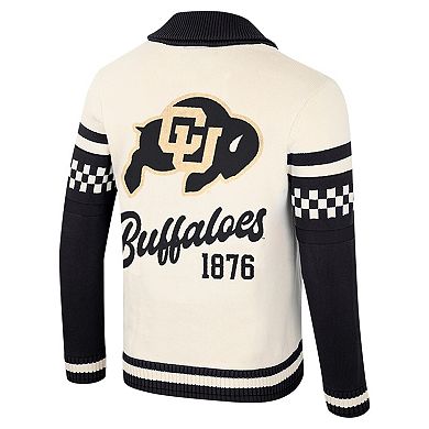 Women's Colosseum Cream Colorado Buffaloes Wild Collective Button-Up Jacquard Sweater