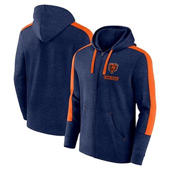 Men's Fanatics Heather Navy Chicago Bears Gains Full-Zip Hoodie
