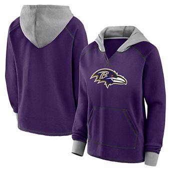 Women's Purple Baltimore Ravens Boom Fleece Pullover V-Neck Hoodie