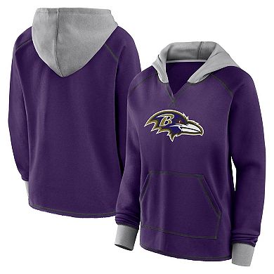 Women's Purple Baltimore Ravens Boom Fleece Pullover V-Neck Hoodie