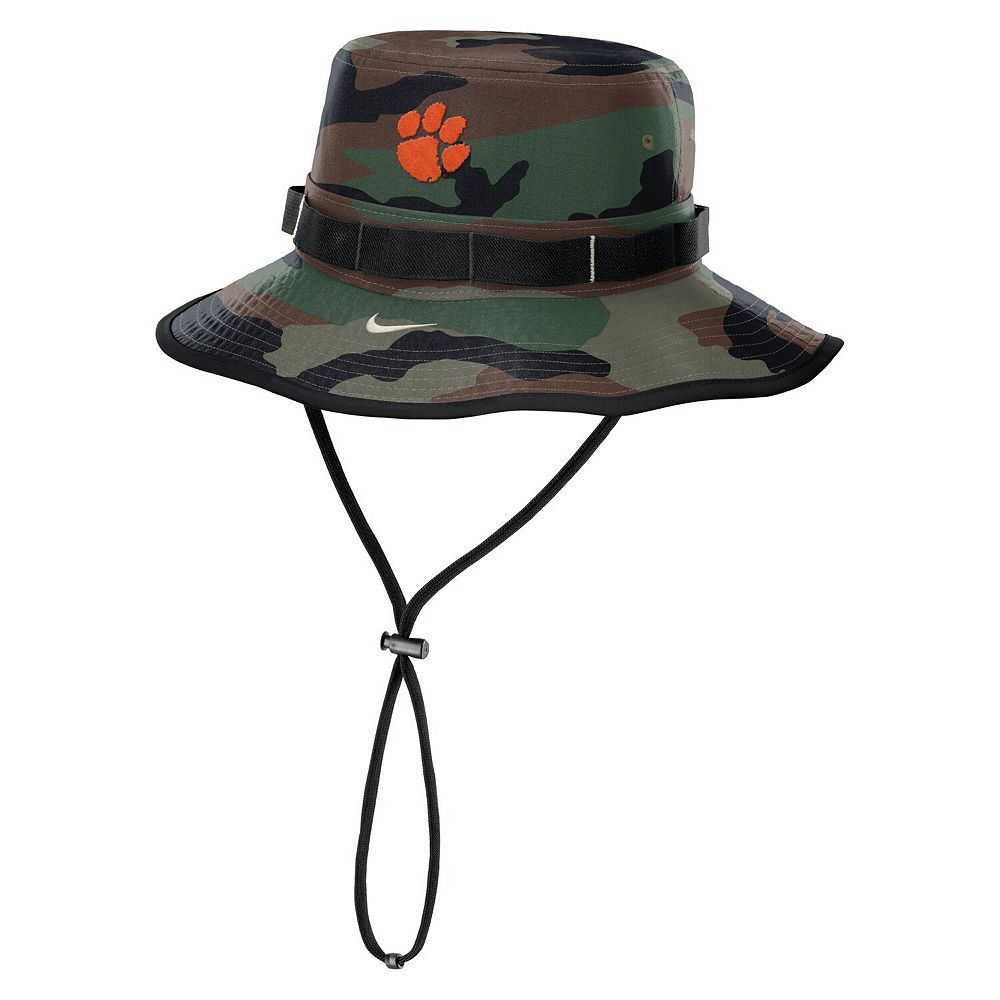 Men s Nike Camo Clemson Tigers 2024 Military Appreciation Apex Bucket Hat