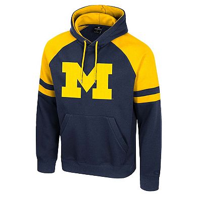 Men's Colosseum Navy Michigan Wolverines Todd Raglan Pullover Hoodie