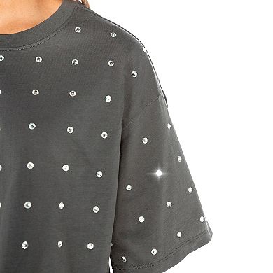 Women's Gameday Couture Gray Oregon Ducks Go Time Rhinestone Crop T-Shirt