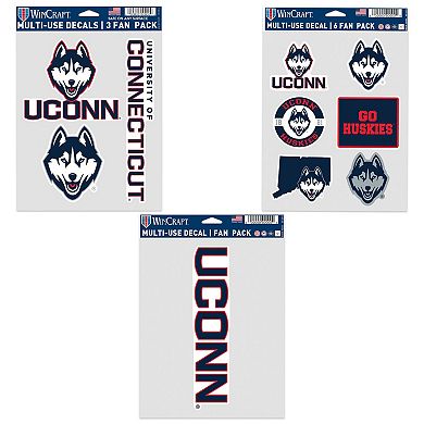 WinCraft UConn Huskies Three-Pack Fan Decal Set