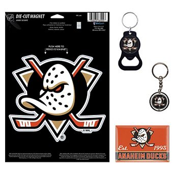 WinCraft Anaheim Ducks 4-Pack Key Rings and Magnets Set
