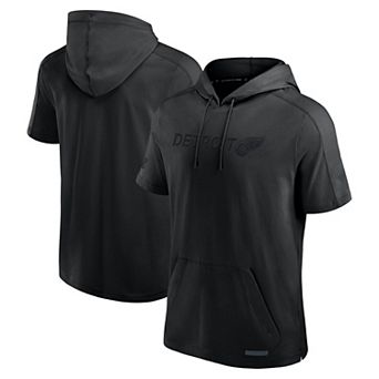 Men's Fanatics Black Detroit Red Wings Authentic Pro Road Lightweight Short Sleeve Pullover Hoodie