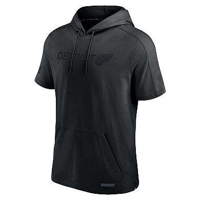 Men's Fanatics Black Detroit Red Wings Authentic Pro Road Lightweight Short Sleeve Pullover Hoodie