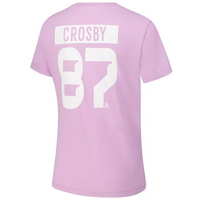 Women's Levelwear Sidney Crosby Lavender Pittsburgh Penguins Hockey Fights Cancer Anthem Name & Number T-Shirt