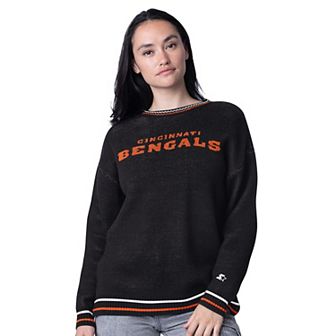 Women's Starter Black Cincinnati Bengals Ladies On the Ball Intarsia Pullover Sweater