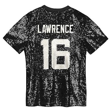 Girls Youth Trevor Lawrence Black Jacksonville Jaguars Sequin V-Neck Fashion Jersey