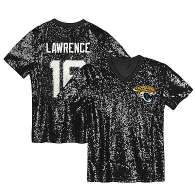 Girls Youth Trevor Lawrence Black Jacksonville Jaguars Sequin V-Neck Fashion Jersey