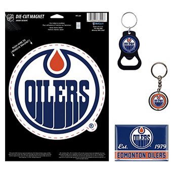 WinCraft Edmonton Oilers 4-Pack Key Rings and Magnets Set