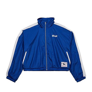 Women's Mitchell & Ness Royal Buffalo Bills Nylon Cropped Full-Zip Jacket