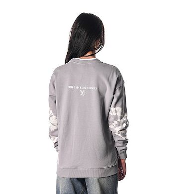 Unisex The Wild Collective Gray Chicago Blackhawks Tie-Dye Double Collar Pullover Sweatshirt