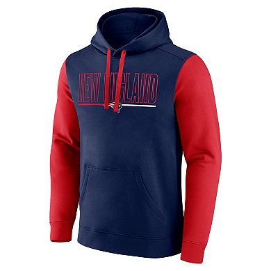 Men's Fanatics Navy/Red New England Patriots Outline Pullover Hoodie
