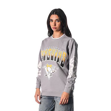 Unisex The Wild Collective Gray Pittsburgh Penguins Tie-Dye Double Collar Pullover Sweatshirt