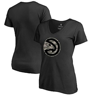 Women's Black Atlanta Hawks Cloak Camo V-Neck T-Shirt