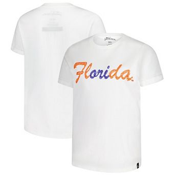 Women's White Florida Gators Hand Sewn Beaded Script T-Shirt