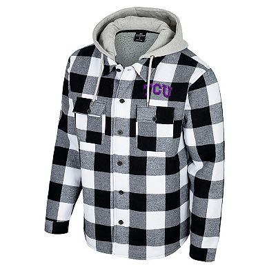 Men's Colosseum Black/White TCU Horned Frogs Buffalo Plaid Full-Zip Jacket