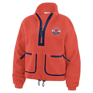 Women's WEAR by Erin Andrews Red Washington Capitals Polar Fleece Half-Zip Jacket