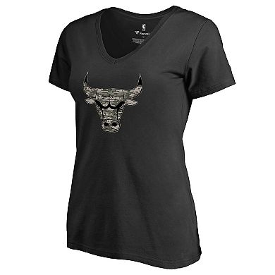 Women's Black Chicago Bulls Cloak Camo V-Neck T-Shirt