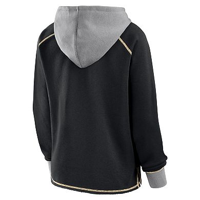 Women's Black New Orleans Saints Boom Fleece Pullover V-Neck Hoodie