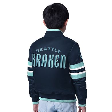 Youth Starter Deep Sea Blue/Blue Seattle Kraken Scout 1 Full-Snap Varsity Jacket
