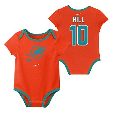 Newborn & Infant Nike Tyreek Hill Miami Dolphins Name & Number 3-Pack Bodysuit Set