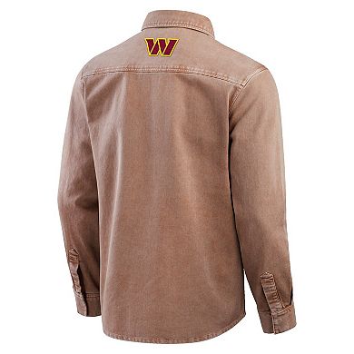 Men's Darius Rucker Collection by Fanatics Brown Washington Commanders Garment Dyed Long Sleeve Full Snap Shirt
