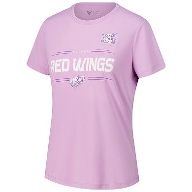 Women's Levelwear Dylan Larkin Lavender Detroit Red Wings Hockey Fights Cancer Anthem Name & Number T-Shirt