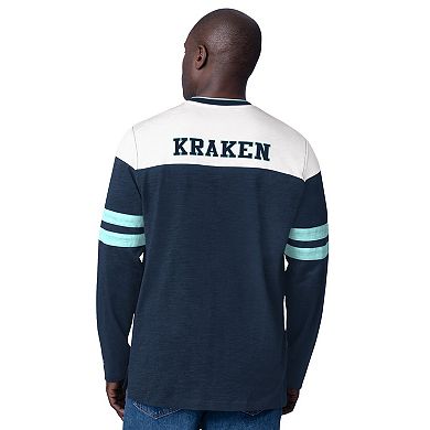Men's Starter Deep Sea Blue Seattle Kraken Blitz Durene Long Sleeve T-Shirt