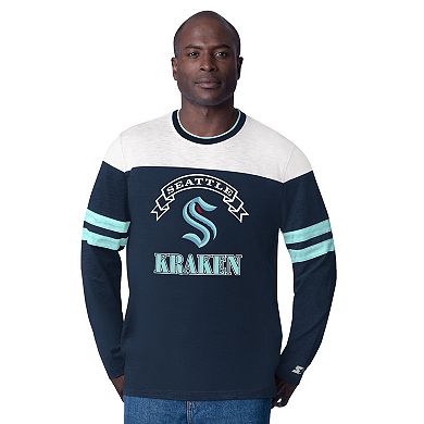 Men's Starter Deep Sea Blue Seattle Kraken Blitz Durene Long Sleeve T-Shirt