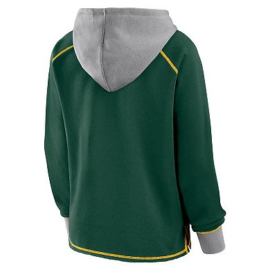 Women's Green Green Bay Packers Boom Fleece Pullover V-Neck Hoodie