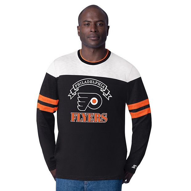 Men's Starter Black Philadelphia Flyers Blitz Durene Long Sleeve T