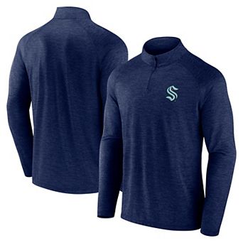 Men's Logo Athletic Deep Sea Blue Seattle Kraken Head-to-Head Raglan Quarter-Zip Top