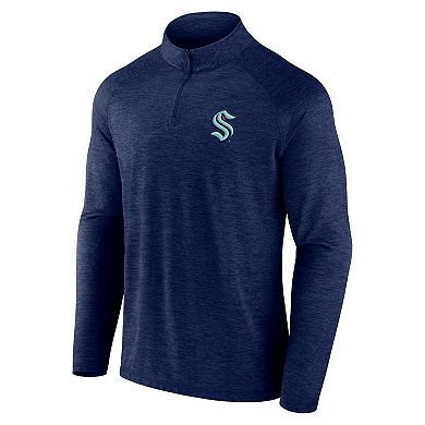 Men's Navy Seattle Kraken Head-to-Head Raglan Quarter-Zip Top