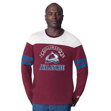 Men's Starter Burgundy Colorado Avalanche Blitz Durene Long Sleeve T-Shirt