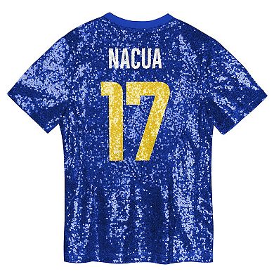 Girls Youth Puka Nacua Royal Los Angeles Rams Sequin V-Neck Fashion Jersey