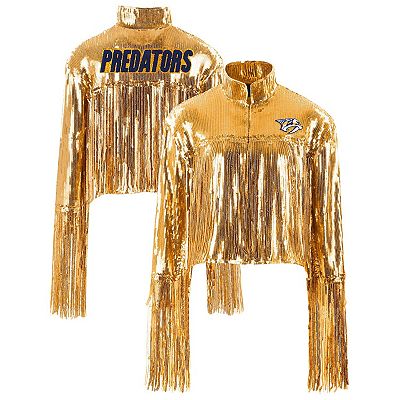 【完売】sheller ゴールドチェーンブークレ　セットアップ Women's Cuce Gold Nashville Predators Cropped Sequin Fringe Blazer