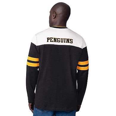 Men's Starter Black Pittsburgh Penguins Blitz Durene Long Sleeve T-Shirt