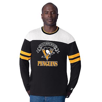 Men's Starter Black Pittsburgh Penguins Blitz Durene Long Sleeve T-Shirt