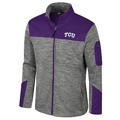 Men's Colosseum Gray/Purple TCU Horned Frogs Guard Full-Zip Jacket