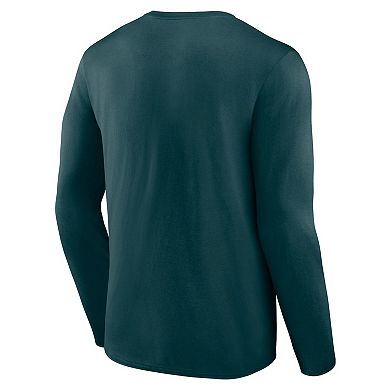 Men's Fanatics Midnight Green Philadelphia Eagles Stat Sheet Long Sleeve T-Shirt