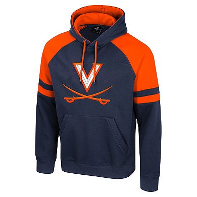 Men's Colosseum Navy Virginia Cavaliers Todd Raglan Pullover Hoodie