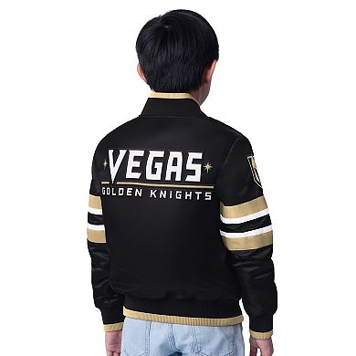Youth Starter Black/Gold Vegas Golden Knights Scout 1 Full-Snap Varsity Jacket