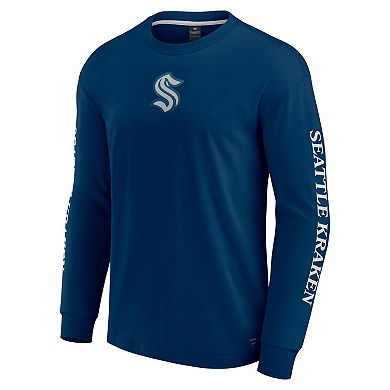 Men's Fanatics Deep Sea Blue Seattle Kraken Elements Strive Long Sleeve T-Shirt