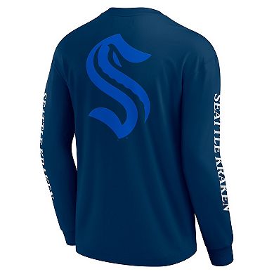 Men's Fanatics Deep Sea Blue Seattle Kraken Elements Strive Long Sleeve T-Shirt