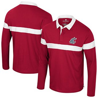 Men's Colosseum Crimson Washington State Cougars Too Cool For School Long Sleeve Polo