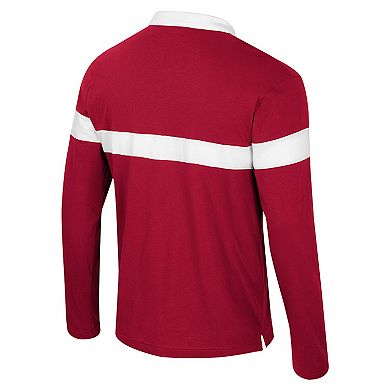 Men's Colosseum Crimson Washington State Cougars Too Cool For School Long Sleeve Polo